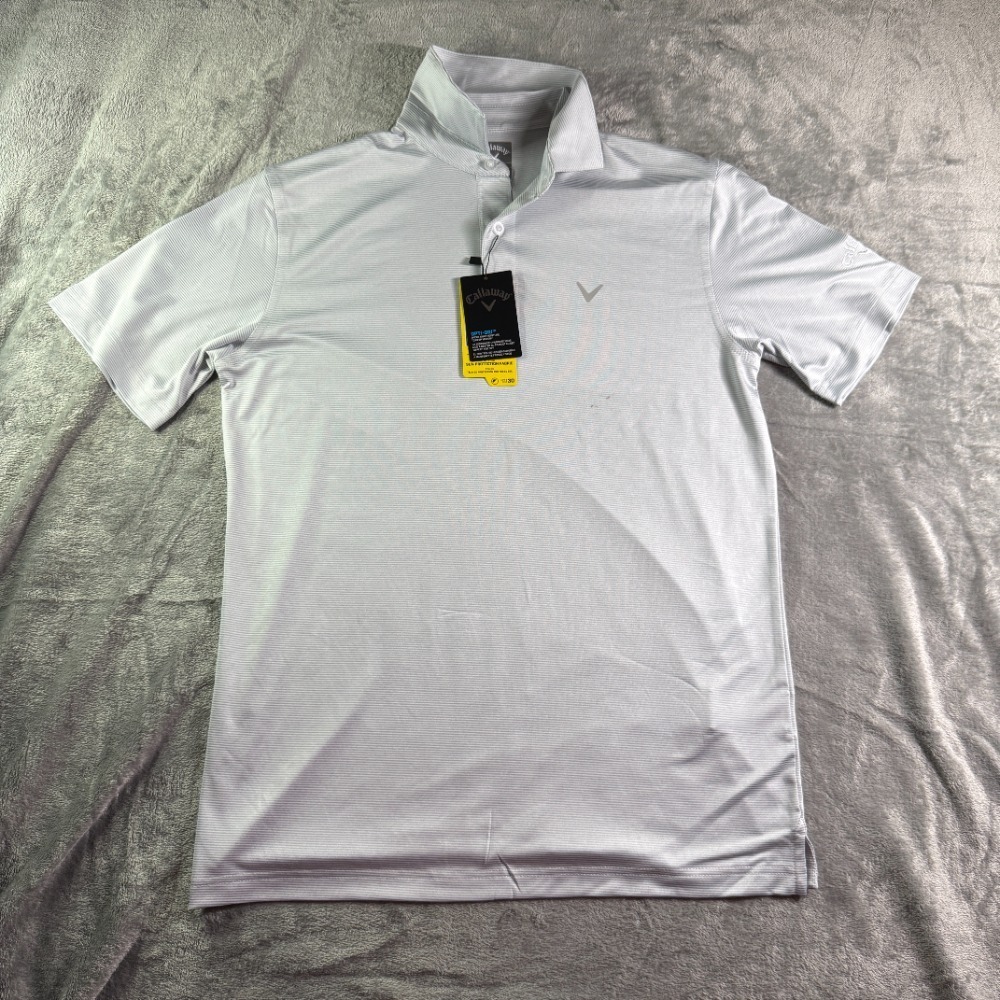 Callaway Golf Polo Shirt Opti-Dri Moisture Wicking Athletic‎ Gray Striped Small